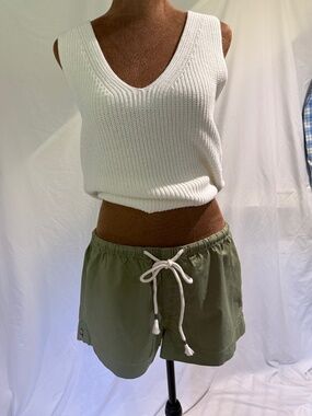 NWT Roxy Cotton-Blend Army Green / Olive Drawstring Beach Shorts Size XL